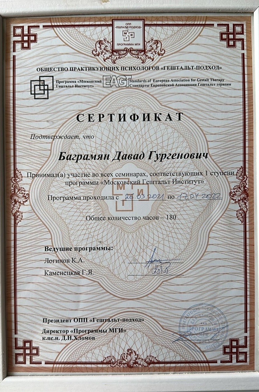 Разные фотографии (отзывы, мероприятия, психолог и др.) Баграмян Давид Гургенович